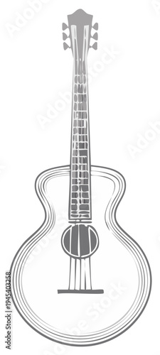 Stylized Acoustic Guitar Illustration With Sketchy Lines and Gradient Tones