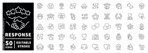 Feedback and response outline icon set: editable stroke, modern thin line style symbols