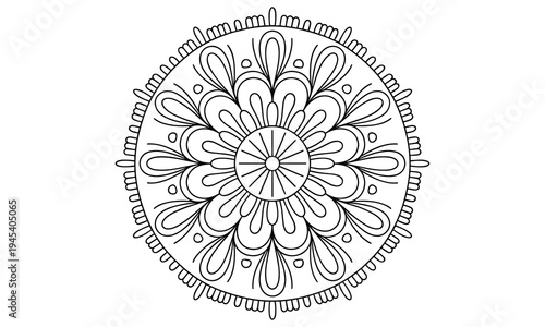 Tableau sur toile Elegant black and white mandala design featuring intricate floral patterns and d