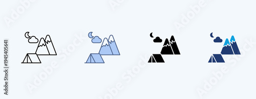 Scenic Camping Multiple Icon Illustration Vector