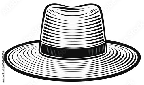 Stylized Illustration of a Classic Fedora Hat with a Distinctive Black Band