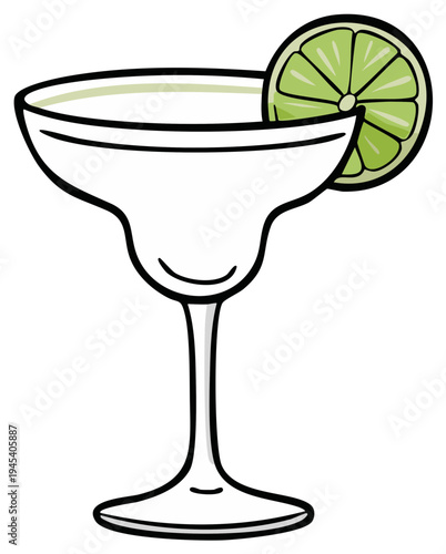 A refreshing margarita cocktail in a glass with a lime wedge garnish