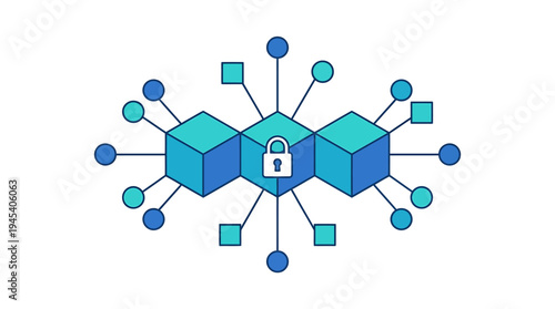 Cybersecurity Network And Secure Data Concept. Vector Illustrations. EPS Editable