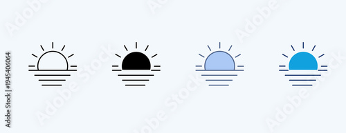 Sun Rise Multiple Icon Illustration Vector