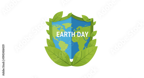 Earth Day Eco Icon With Leaves Emblem. Vector Illustrations. EPS Editable