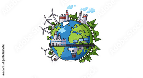 Earth Day Eco World Illustration Representing Planet Sustainability. Vector Illustrations. EPS Editable