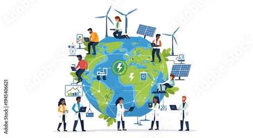Earth Day Worldwide Sustainable Energy Celebration Global Action. Vector Illustrations. EPS Editable