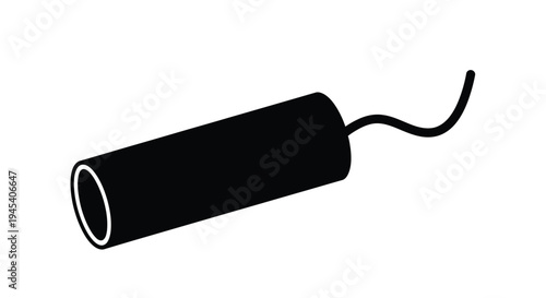 Black dynamite stick with a fuse simple graphic silhouette