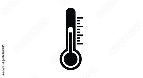 Black thermometer icon displaying temperature simplified graphic silhouette