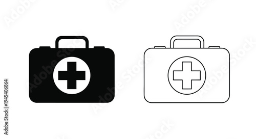 Two first aid kits one dark one light in black silhouette