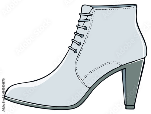 Stylish women's lace-up high heel ankle boot illustration vector graphic