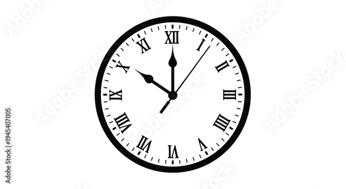 Classic wall clock displaying ten past ten a dark silhouette