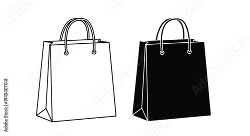 Two shopping bags one white and one black in silhouette
