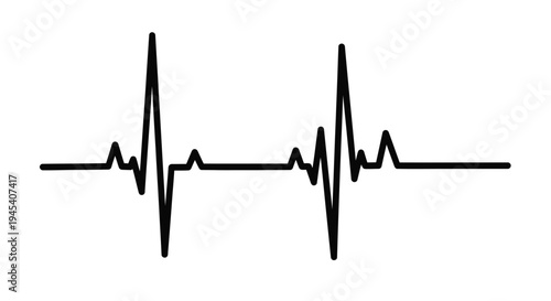 Heartbeat line drawing representing life rhythm and health silhouette