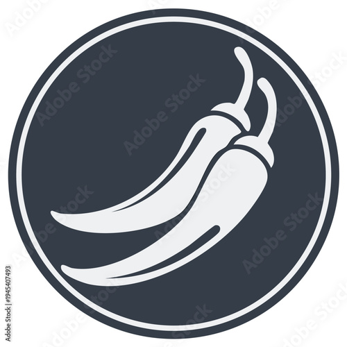 Two Chili Peppers Icon: Minimalist Culinary Art, Cooking Ingredient, Spice Enhancer in Circle