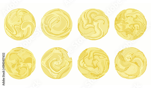Minimal Abstract Yellow Pasta Noodle Vector Pattern Illustration