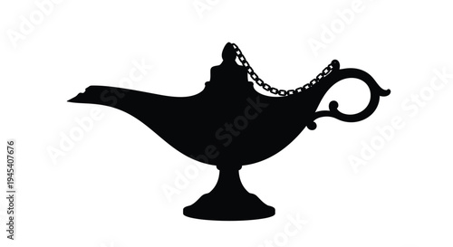 Antique oil lamp in black a striking decorative silhouette