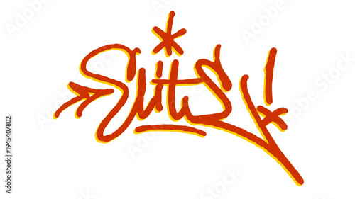 Elite Word Graffiti Tag Illustration in Bold Orange Hand Style for High End Urban Branding and Apparel Design.