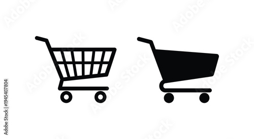 Two black shopping carts displayed a simple graphic silhouette