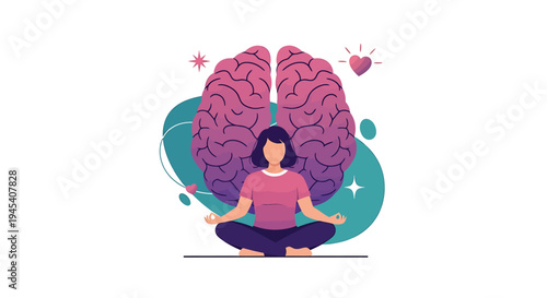 Meditating Person Embracing Inner Calm Through Mindful Practice. Vector Illustrations. EPS Editable