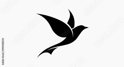 A minimalist black silhouette of a bird in flight representing freedom and grace in motion design