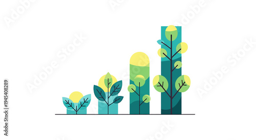 Vibrant Plants In Front Of Modern Urban Skyline. Vector Illustrations. EPS Editable