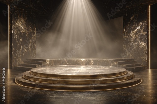 Wallpaper Mural Luxurious Marble Stage with Dramatic Spotlight and Smoke Effects. Torontodigital.ca