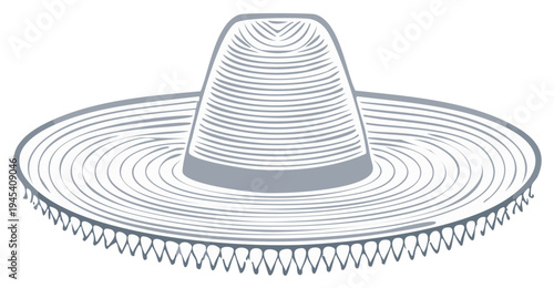 Illustration of Classic Wide Brimmed Sombrero for Mexican Heritage Celebrations