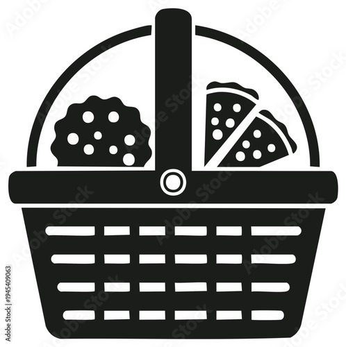 Picnic Basket Filled with Food Vector Graphic Illustration of a Relaxing Outdoor Summer Gathering