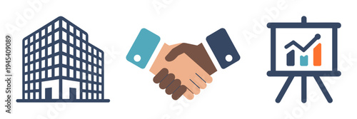 Corporate promotion and office icons – Ideal for business strategy, career blogs, or firm identity.