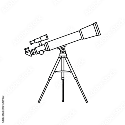 telescope line art silhouette vector illustration