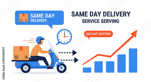 delivery rider on scooter with package. Vector Illustrations. EPS Editable