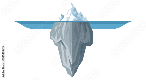 Floating Iceberg with Oceanic Blue Splash. Vector Illustrations. EPS Editable