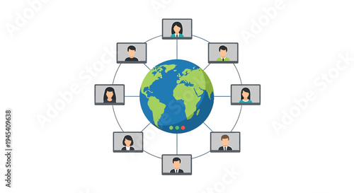 Global Network With Connected People Illustration. Vector Illustrations. EPS Editable