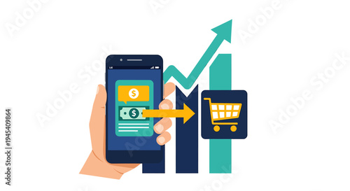 Mobile Payment Transaction With Digital Wallet And Card Reader. Vector Illustrations. EPS Editable