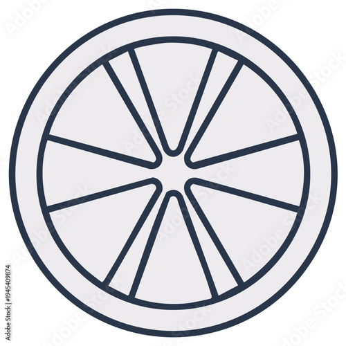 Stylized Citrus Slice Icon with Segment Details Simple Round Fruit Illustration