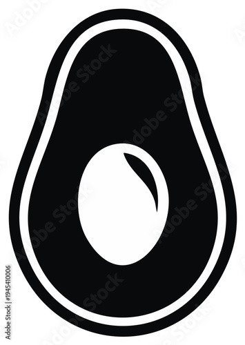 Striking black avocado silhouette showcasing a vibrant, healthy lifestyle and nutritional values in graphic style