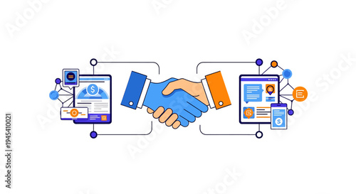 Professional handshake symbolizing business partnership and collaboration. Vector Illustrations. EPS Editable