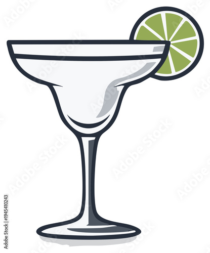Refreshing Margarita Cocktail Glass with a Slice of Lime Ready to Drink