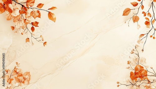 Elegant Beige Watercolor Background with Soft Floral Accents and Artistic Botanical Patterns Design