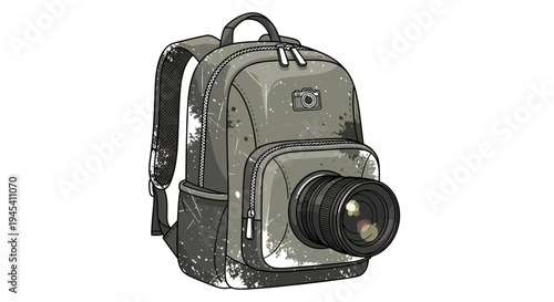 Backpack with camera lens
