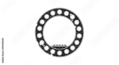 Circular bearing with distressed texture and inner gears