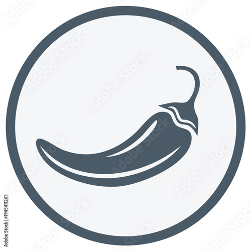 Stylized Illustration of a Chili Pepper Inside a Circle