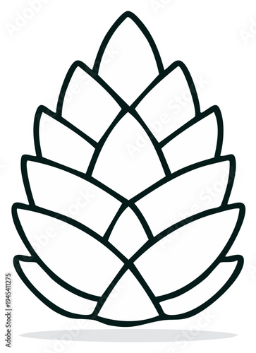 Linear illustration of a hop cone used in brewery, vector, isolated graphic element, hops flower.