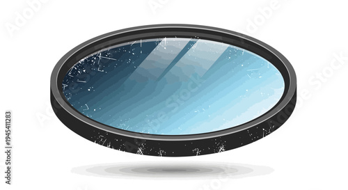 Cracked camera lens filter, optical glass, scratched surface