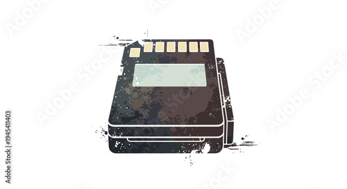 Digital Storage SD Card Icon with Grunge Texture