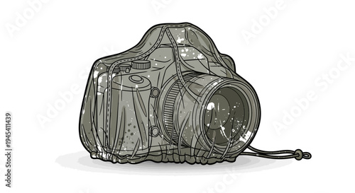 DSLR Camera Covered with Protective Rain Sleeve