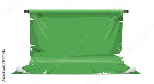 Green backdrop screen for photography, studio background, chroma key effect.