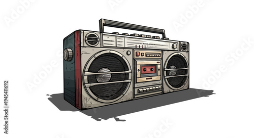 Retro boombox cassette player sketch