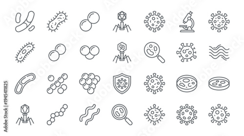 Collection of various biological and medical icons and symbols in a grid layout